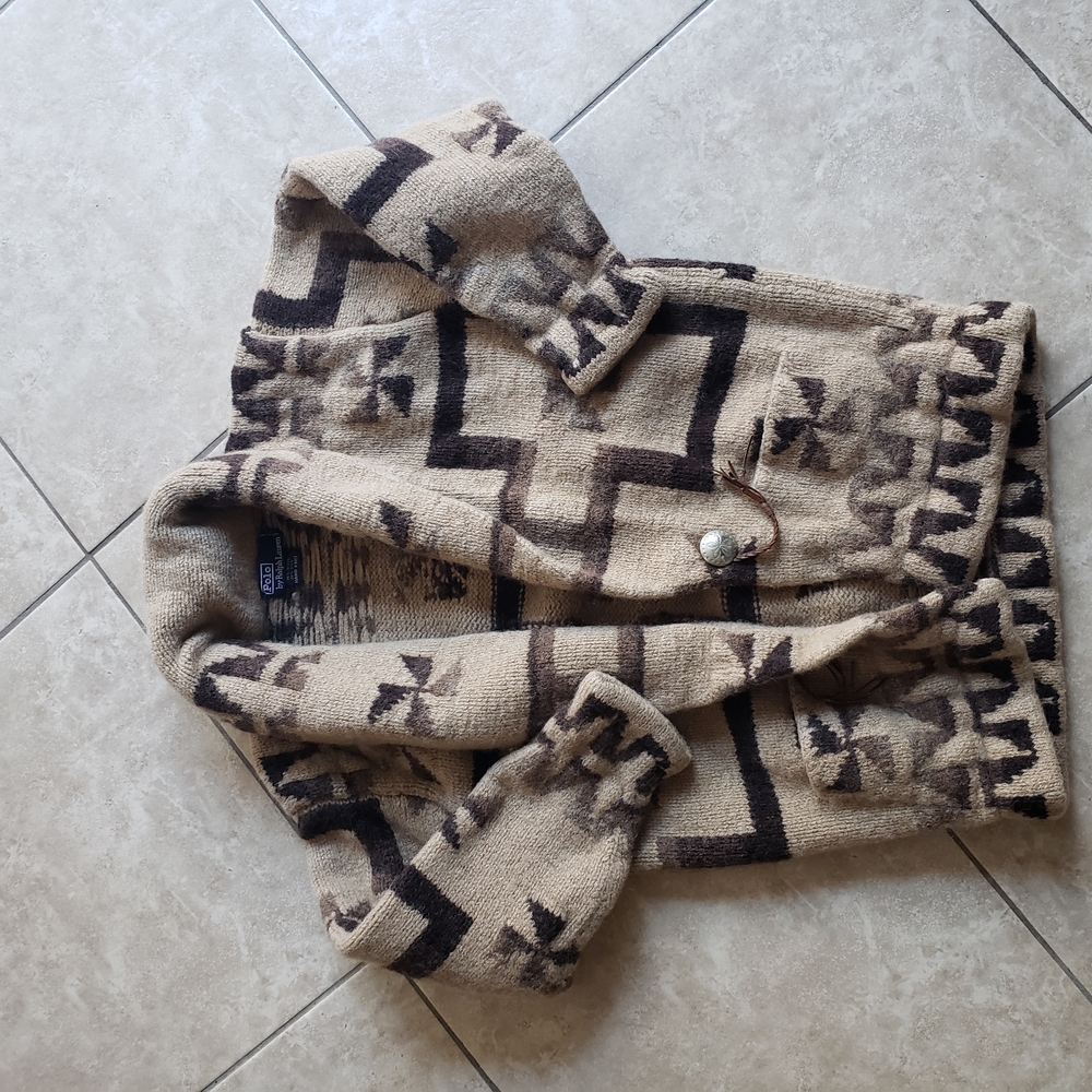 Rare Vintage 90's Ralph Lauren Native Manji pattern cardigan